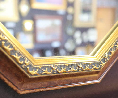 10" x 8 3/8" Teardrop Wood/Gold Micro-Mirror